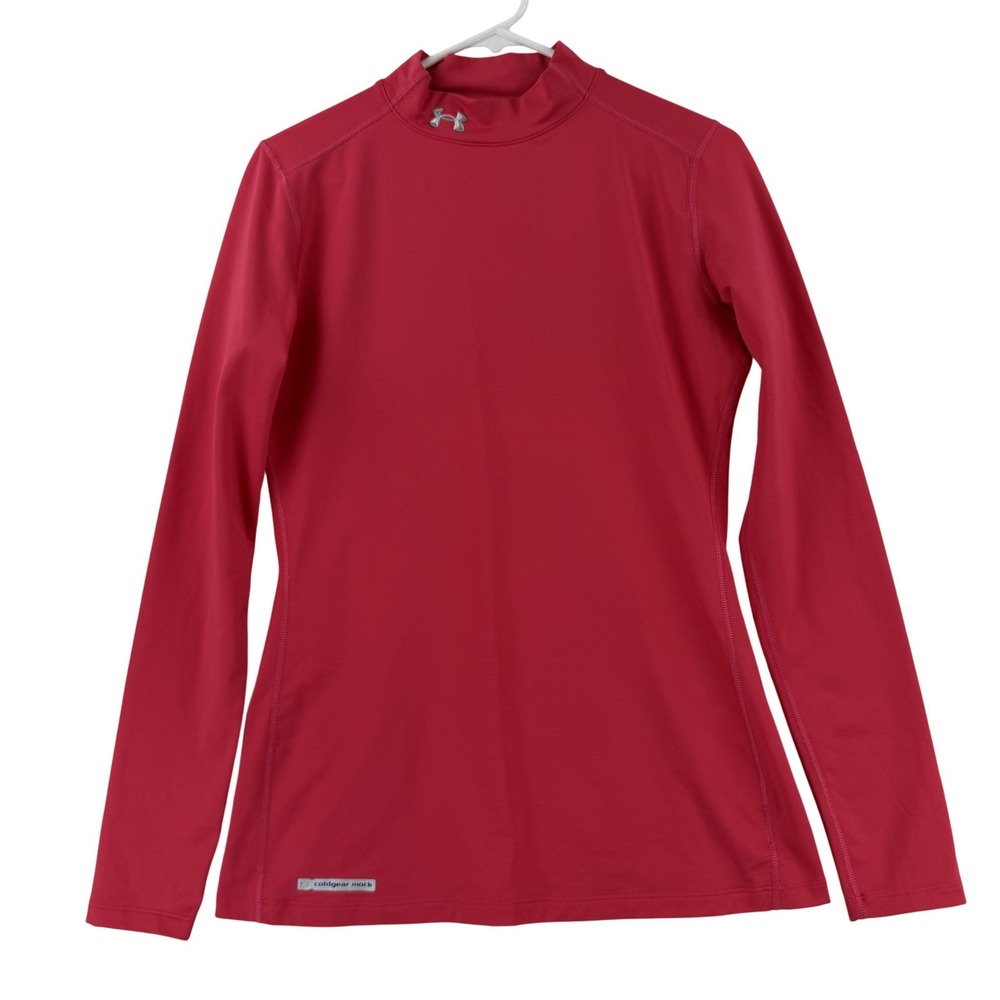 Under Armour ColdGear Mock Shirt Womens Large Pink Long Sleeve Fitted Thermal